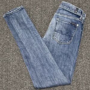 7 For All Mankind Roxanne Women's Skinny Jeans Stretch Blue Denim Sz 27 (28x33)
